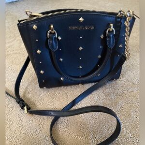 Michael Kors Black Crossbody Bag with Gold Studs